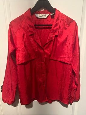 Vintage Shimmer Button-Front Blouse - Red - Diane von Furstenberg